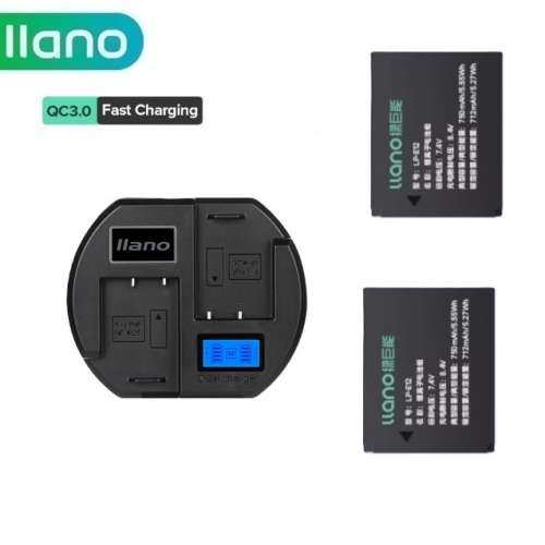 LLANO LP-E12 Lithium-Ion Battery Pack With LCD Display Dual USB-C QC3.0 Charger