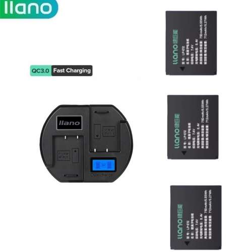 LLANO LP-E12 Lithium-Ion Battery Pack With LCD Display Dual USB-C QC3.0 Charger