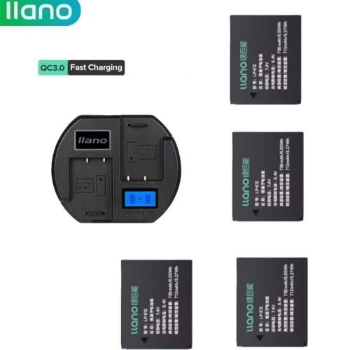 LLANO LP-E12 Lithium-Ion Battery Pack With LCD Display Dual USB-C QC3.0 Charger