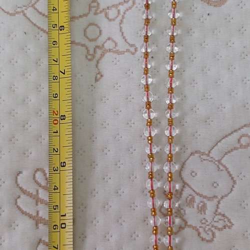 全新粉色水晶吊墜 長款項鍊 粉色毛衣鏈 - 平安扣