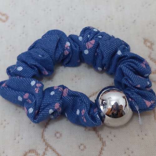 全新藍色波點圓珠紮頭髮橡筋 紮頭髮繩 頭飾 髮飾 紮頭髮 橡筋 橡筋髮圈 紮頭髮飾物 ...