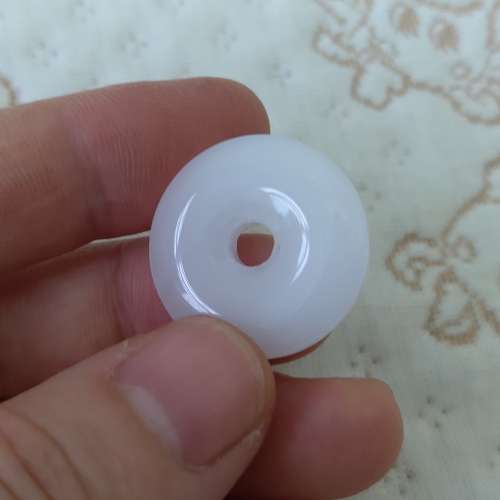 全新白玉玻璃平安扣吊墜 白玉掛件 玉石轉運扣