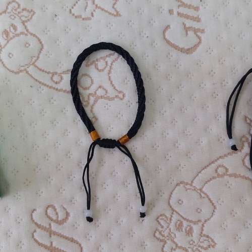 全新編織瓔珞線 幸運繩 跑馬線手繩 6股編纏頭粗線 黑繩手飾 百搭黑手鏈 手工編織手...