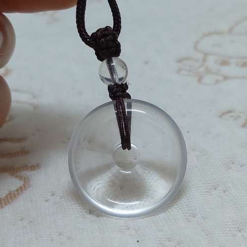 全新白水晶吊墜 平安扣掛件 白水晶平安扣吊墜 情侶項鍊 飾品禮物