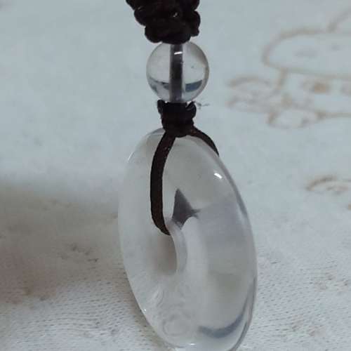 全新白水晶吊墜 平安扣掛件 白水晶平安扣吊墜 情侶項鍊 飾品禮物