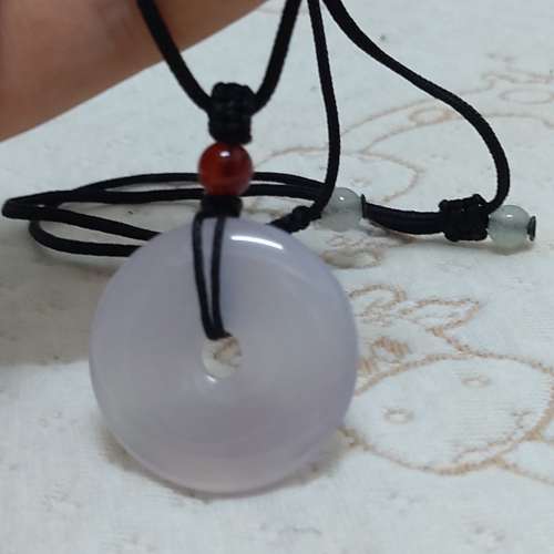 全新冰種白瑪瑙吊墜 玉髓平安扣 天然瑪瑙平安扣 吉祥物掛件 情侶項鍊 水晶飾品