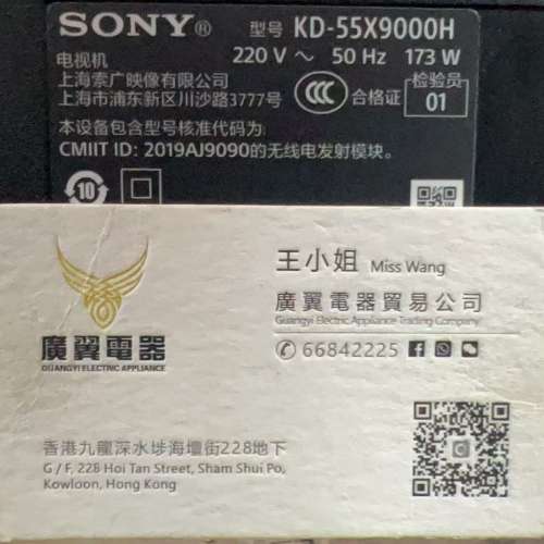 55吋 4K SMART TV Sony55X9000H 電視