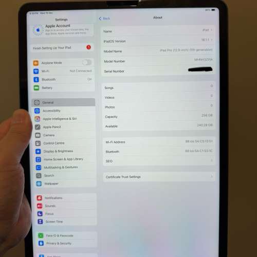 95%新Apple iPad Pro 12.9’ 5th Gen M1 256gb太空灰色有盒原裝配件