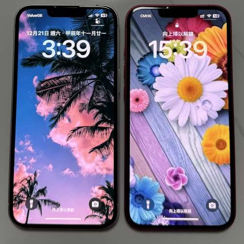 95 % new iPhone 13 256g 粉色紅色各一部 （可以交換 iPad mini 7或 iPad Air 13寸）