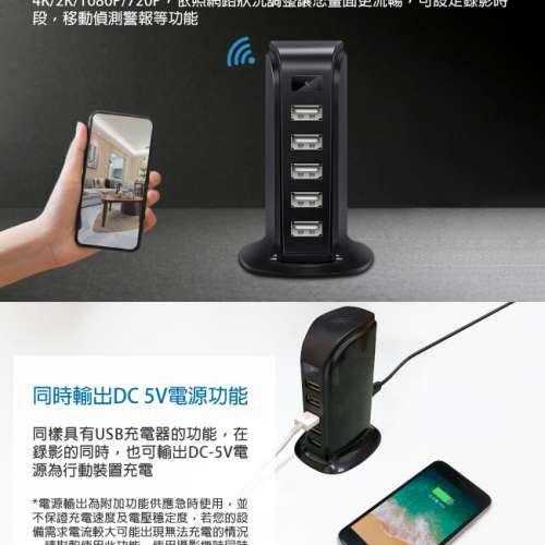 WIFI 4K 多孔排插USB充電器造型無線網路微型針孔攝影機M10 影音記錄器