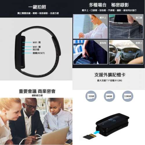 S3W 手環式針孔遠端攝影機 1080P 錄影拍照收音