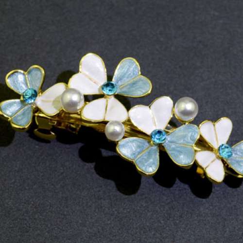 全新合金水鑽藍花小髮夾 髮夾 頭夾 髮飾 瀏海夾 Hair Clips 髮卡 頭飾夾 女韓國劉...