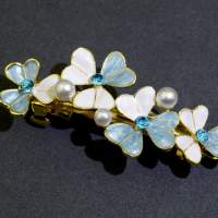 全新合金水鑽藍花小髮夾 髮夾 頭夾 髮飾 瀏海夾 Hair Clips 髮卡 頭飾夾 女韓國劉...