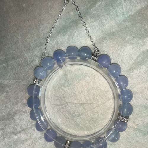 天然8mm海藍寶925純銀手鍊