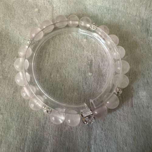 8mm天然粉晶925純銀手鍊