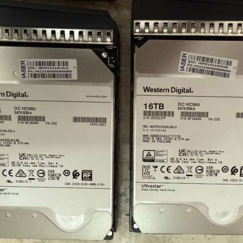 硬碟 HDD  WUH721816ALE6L4   16 tb   3.5"   Grade A  sata