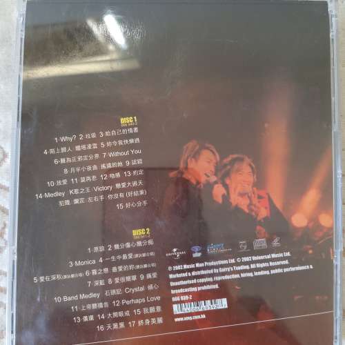 二手 張崇德 張崇基 二人の重唱 二人之重唱 演唱會2002 Live 2VCD