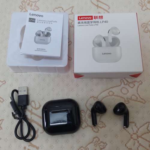 聯想Lenovo Live Pods LP40 真無線藍牙耳機 黑色 藍芽耳機 無線耳機 wireless head...
