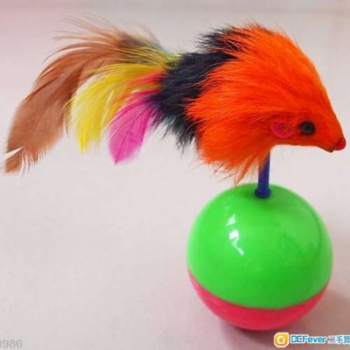 全新寵物玩具 貓玩具 不倒翁玩具 帶兔毛老鼠沙沙聲 球形玩具 逗貓玩具 逗貓不倒翁