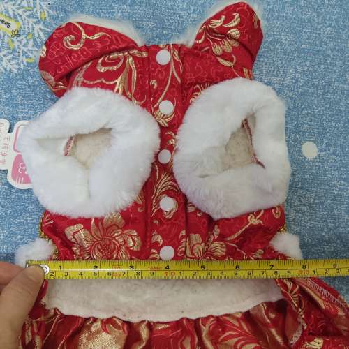 全新紅色白邊貓狗唐裝棉衣裙 狗衫 貓衫 寵物秋冬衣物 寵物保暖 狗仔衫 寵物衫 狗仔...