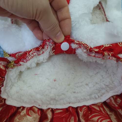 全新紅色白邊貓狗唐裝棉衣裙 狗衫 貓衫 寵物秋冬衣物 寵物保暖 狗仔衫 寵物衫 狗仔...