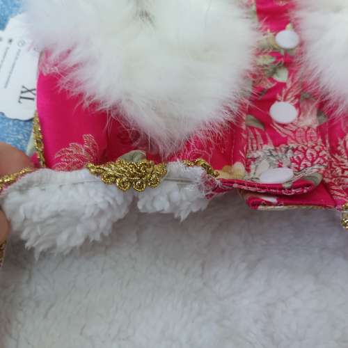 全新粉紅色金邊中式貓狗夾棉衣 狗衫 貓衫 寵物秋冬衣物 寵物保暖 新年棉衣 狗仔衫 ...