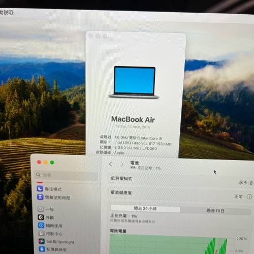 2018 macbook  air 13 吋,2個usb type c 頭  1.6Ghz intel i5 8gb ram   128gb SSD