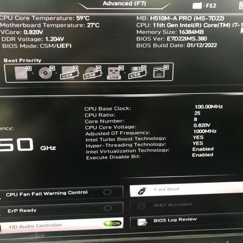 MSI H510M A Pro DDR4 ( 已test ，完全正常）