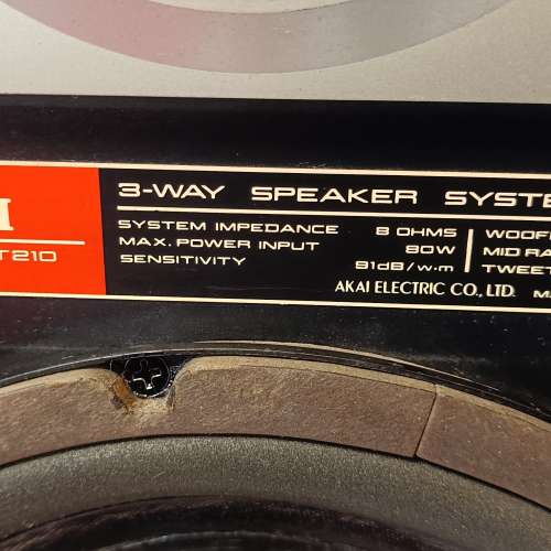 Akai 日製真三路加10低音喇叭一對