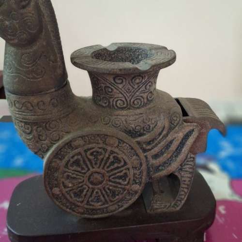 青銅古物鷄形煙灰缸堙盒火機