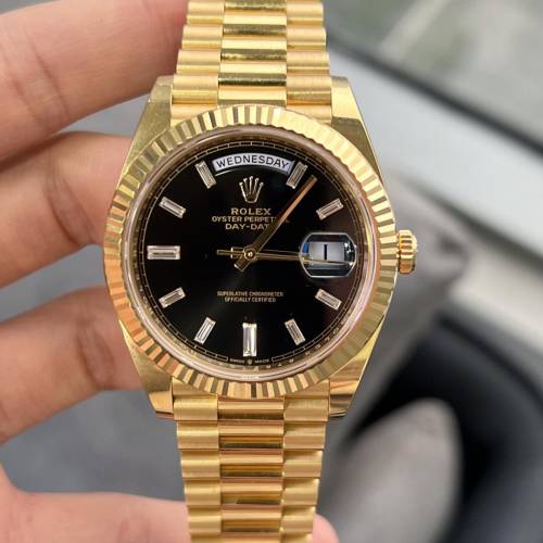 劳力士星期日历型黑冰糖40表盘自动机械手表