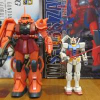 HG 高達 + MG 渣古 (Gundam, Zaku) 已砌