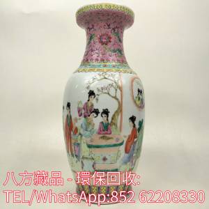 【八方藏品】高價回收瓷器，中國粉彩花園景花瓶，花瓶花樽，碗，杯，盤，插屏，瓷板...