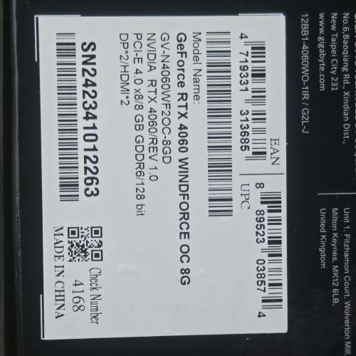 rtx4060 技嘉oc99新24年7月入手，有收據