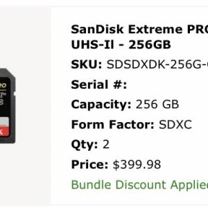 Sandisk Extreme Pro 256GB UHS-II V90 SD Card