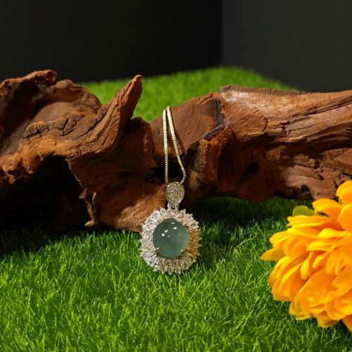 S925銀鑲天空藍蛋面吊墜