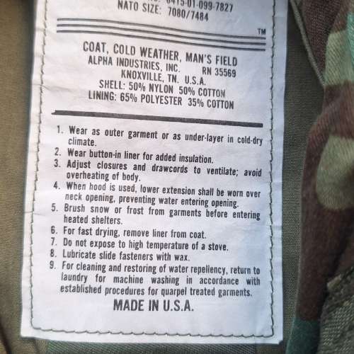 ALPHA Industries 迷彩軍褸 green camouflage army military field jacket