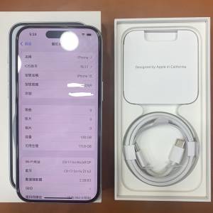 99%New iPhone 15 128GB 藍色 香港行貨 全套有盒有配件 電池效能100% 自用首選超值