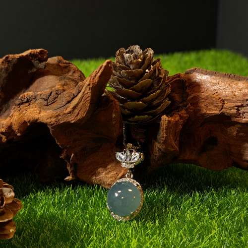 銀鑲天空藍蛋面吊墜