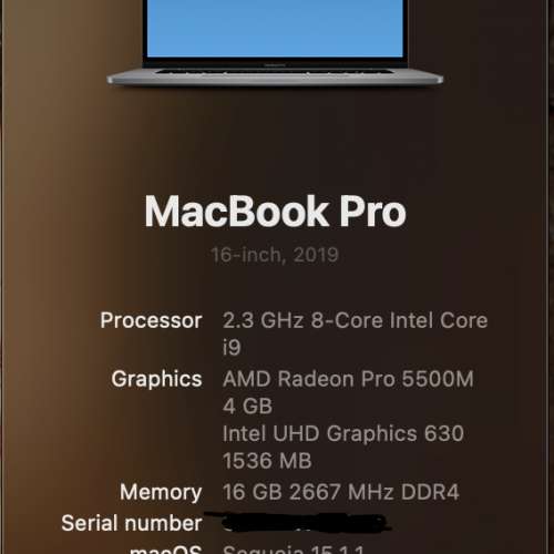 MacBook Pro (2019) 16 inch/ i9/ 16GB Ram / 1TB SSD