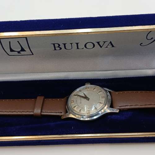 (聖誕秒閃價）1957 年古董Bulova Art Deco Dial上鍊機械皮帶錶