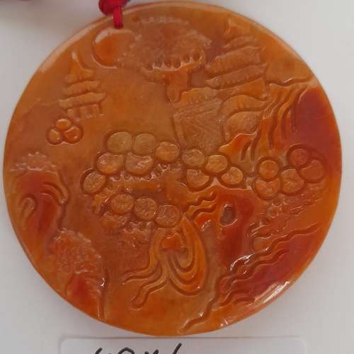 紅翡A玉吊墜，雙面雕刻，招財進寶50x4mm, 風景牌52x6mm, 連26 吋紅翡頸鏈，每套780...