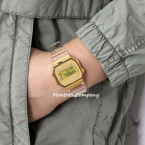 Montres Company香港註冊公司(31年老店) 卡西歐 CASIO 防水 透明 金色 A168XESG-9A ...