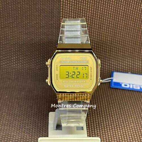 Montres Company香港註冊公司(31年老店) 卡西歐 CASIO 防水 透明 金色 A168XESG-9A ...