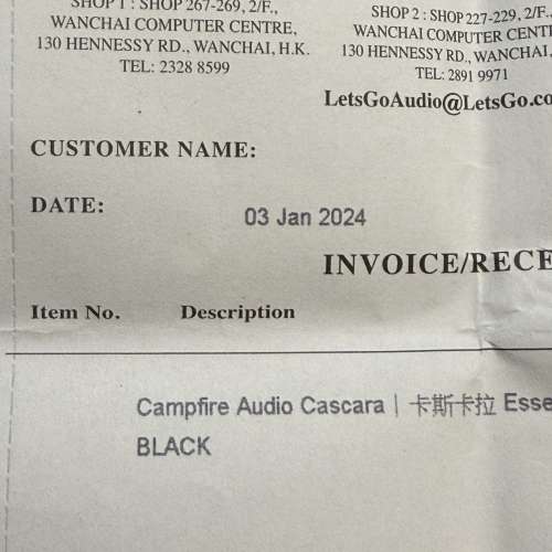 Campfire audio Cascara 黑色 行貨有保養 單盒配件全齊 99% new