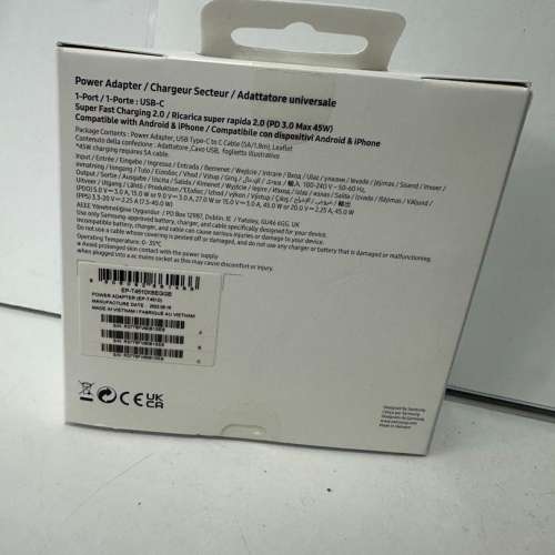 全新未開 SAMSUNG PD Power Adapter 45W 旅行充電器