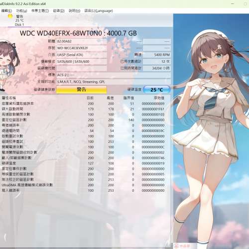 有問題 WD 4TB WD40EFRX hard disk  硬碟, 可以正常讀寫