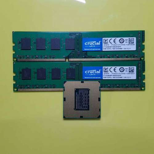 intel i5 2400 CPU WITH 2 PCS of  MICRON DDR3 8GB (TOTAL 16 GB)  RAM 1.35V