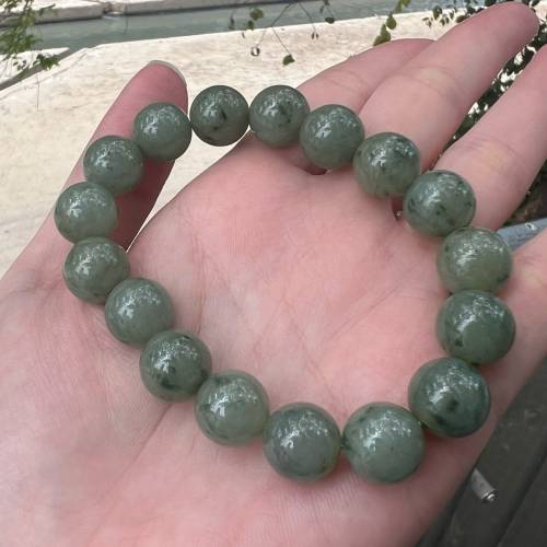 天然緬甸翡翠A貨 飄花手串12.2mm（有證書）