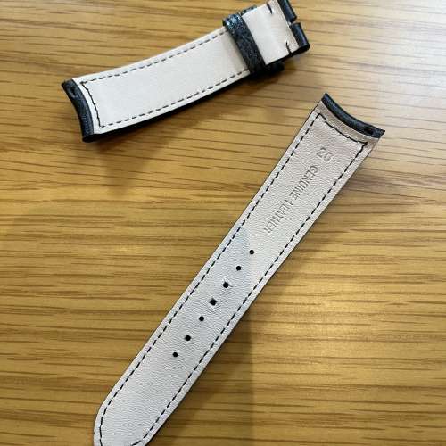Premium Calf Leather Strap 20/18 in Semi Gloss Black